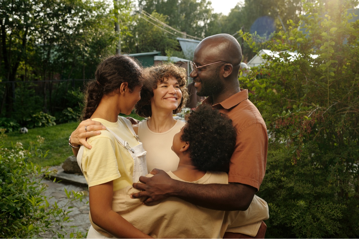 Family embracing